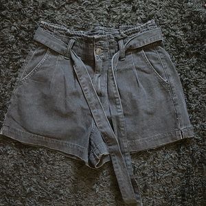 American Eagle Black Denim Shorts with tie